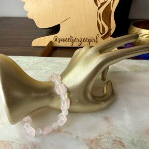 Handcrafted Faceted Gentle Pink Rose Quartz Square Bead Bracelet